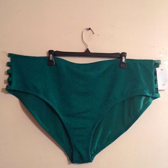 New Lattice Plus Side Bottom Bikini 3X Time And Tru Green Gem New With Tags - Picture 3 of 5